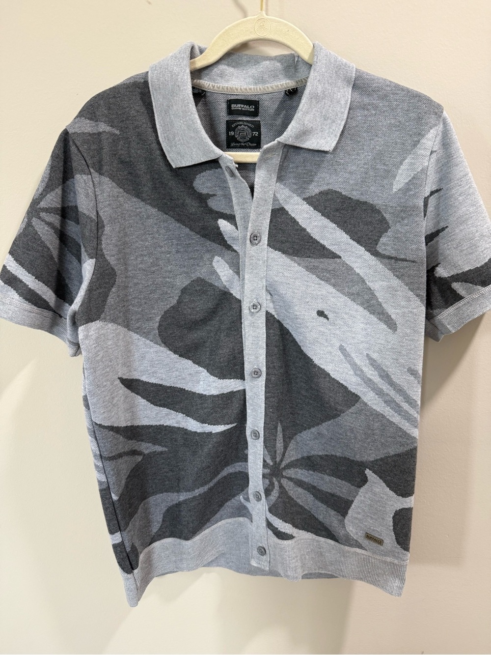 Buffalo David Bitton Gray & Charcoal Abstract Knit Polo